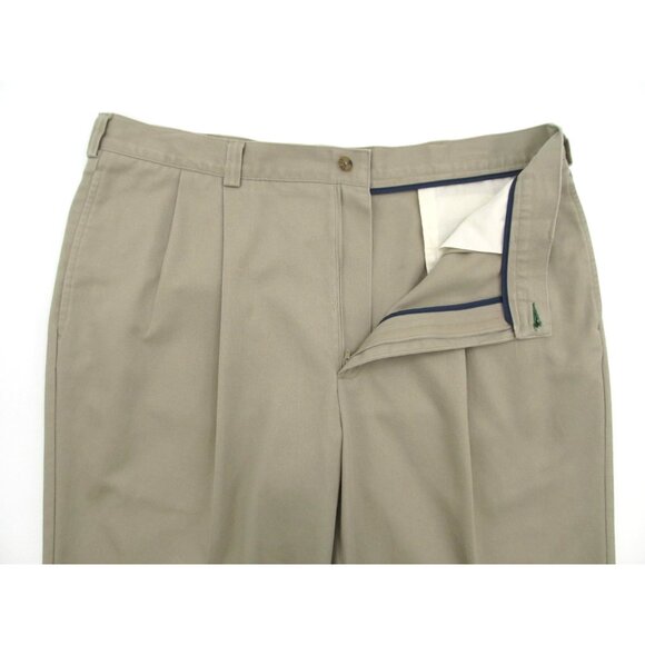 Vintage Tommy Hilfiger Pleated Khaki Pants (37x29) Crest Logo Twill Trousers - Picture 5 of 14